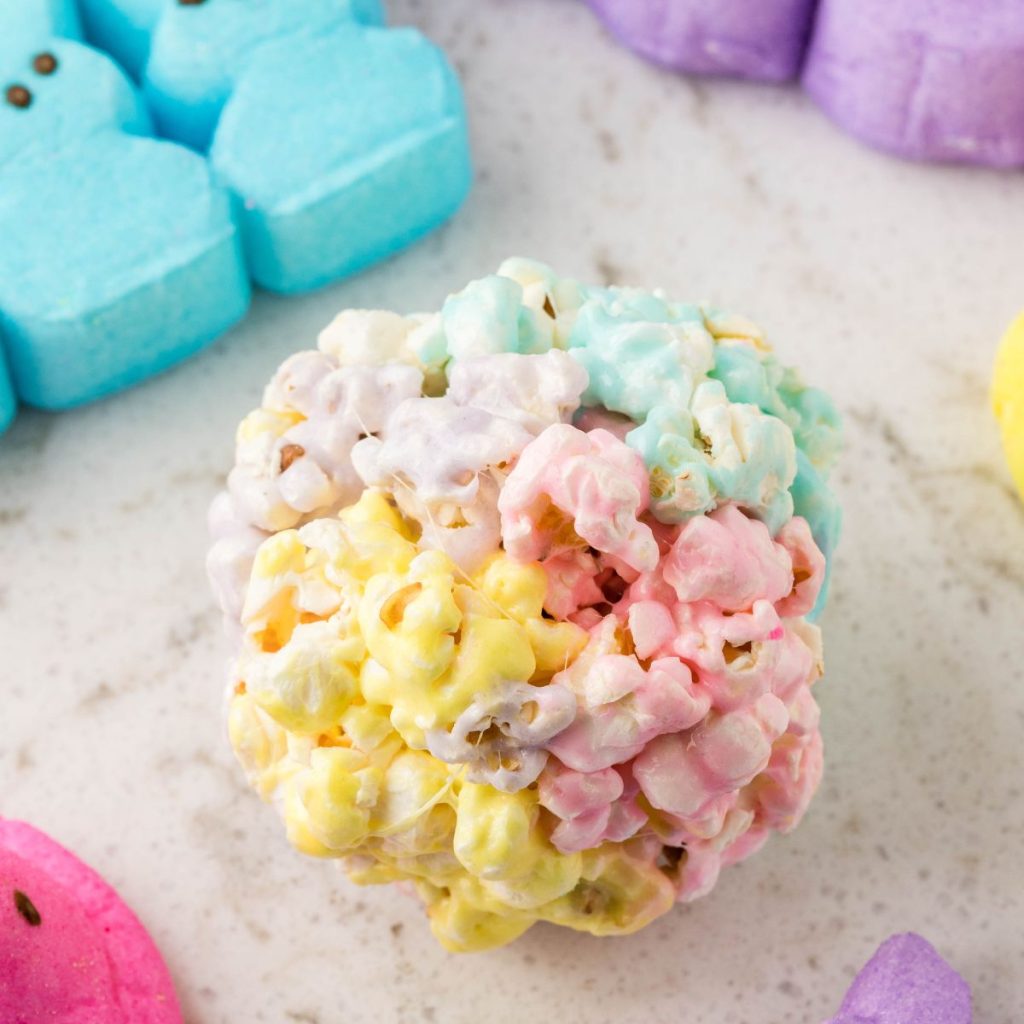peeps-popcorn-balls easter party foods for kids